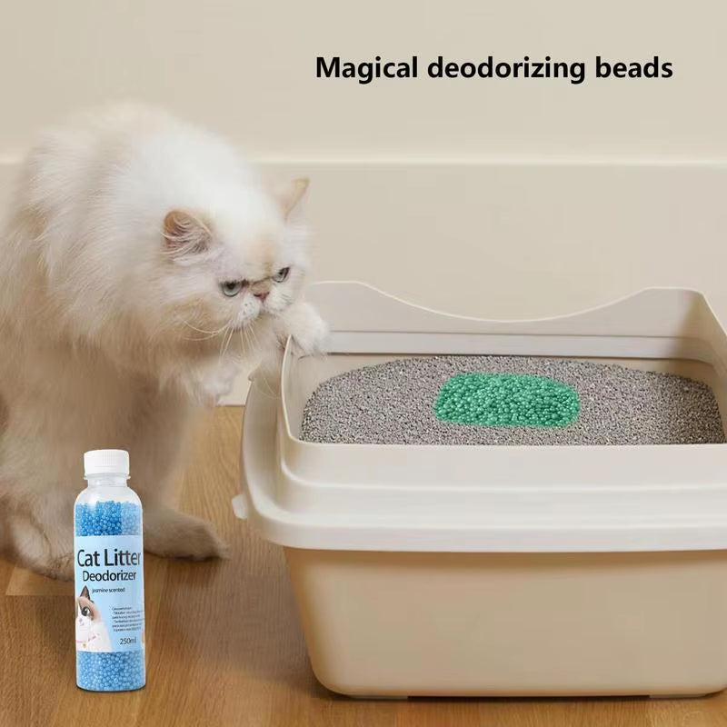 250ml Cat Litter Deodorizing Beads with Activated Carbon for Odor Absorption - Essential Cleaning Supplies for Kittens