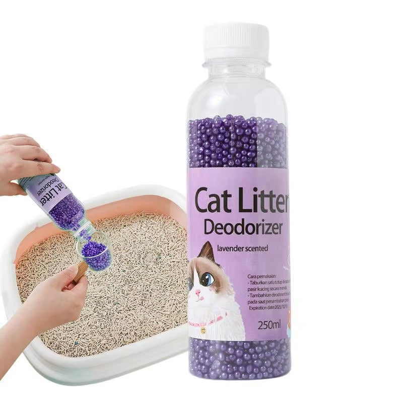 250ml Cat Litter Deodorizing Beads with Activated Carbon for Odor Absorption - Essential Cleaning Supplies for Kittens