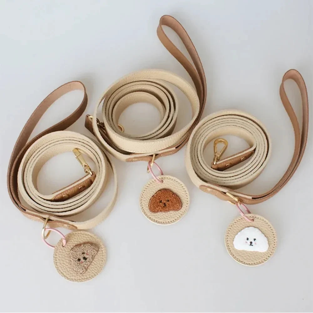 Collar Leash Set Leather Comfortable Dog Collar