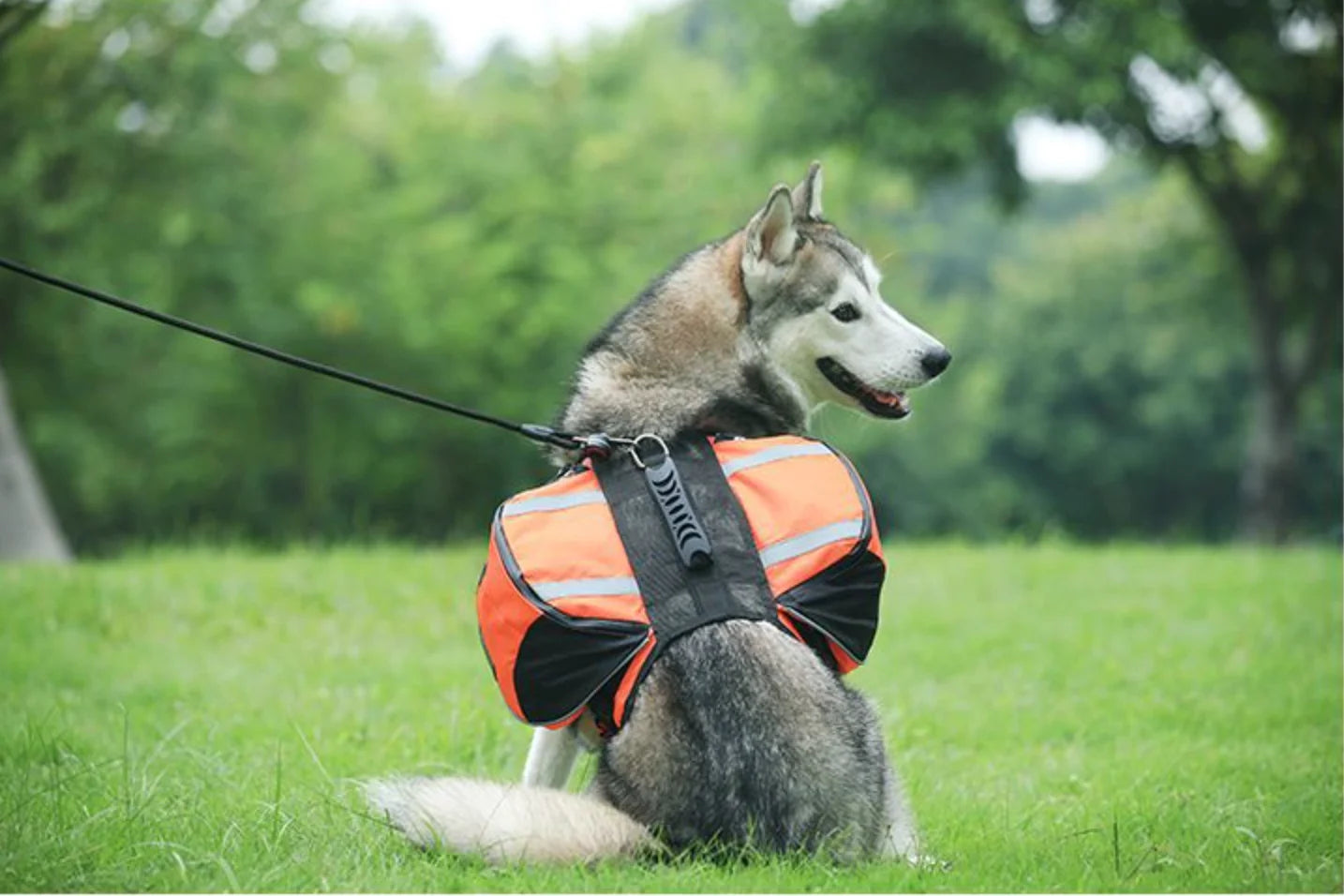Dog Reflective Adjustable Saddle Bag Harness Carrier 